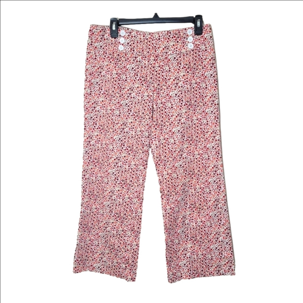 Etcetera Women's Font Button Zip Flare Leg Geometric Design Pant Size 6